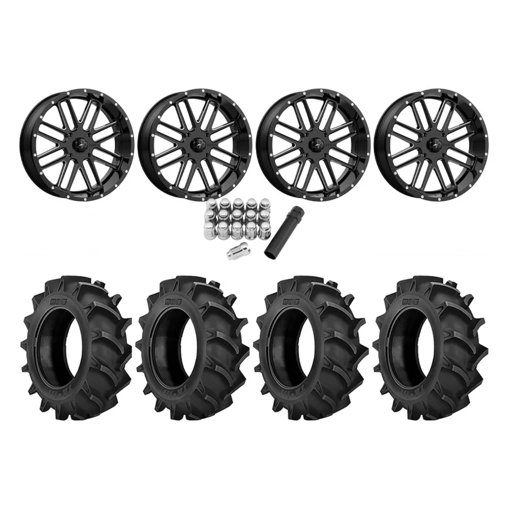 BKT TR 171 35x9.5-18 Tires on MSA M35 Bandit Wheels, complete kit