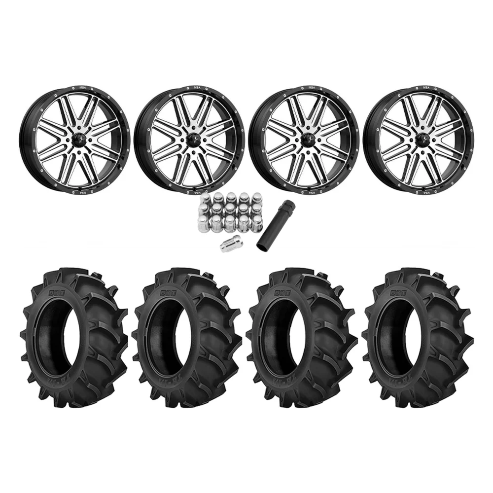 BKT TR 171 37x9.5-20 Tires on MSA M38 Brute Wheels, complete kit