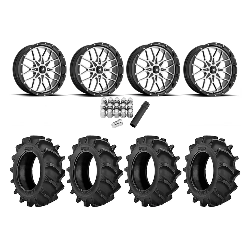 BKT TR 171 40x8.3-24 Tires on MSA M45 Portal Machined Wheels, complete kit