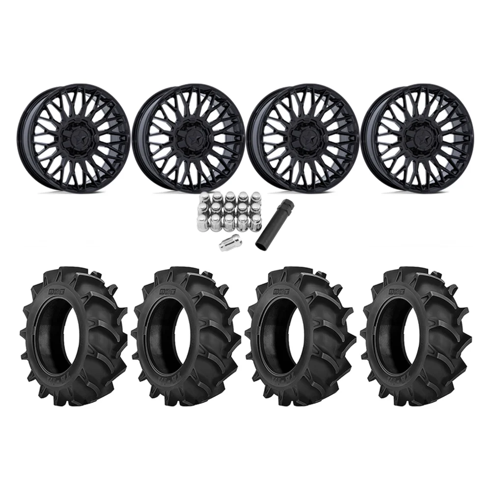 BKT TR 171 35x8.3-20 Tires on MSA M50 Clubber Gloss Black Wheels, complete kit