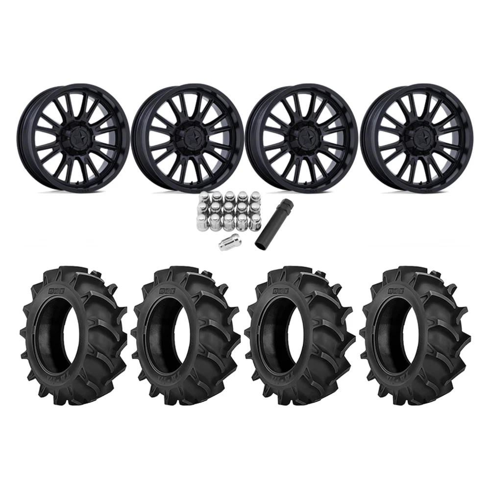 BKT TR 171 37x9.5-20 Tires on MSA M51 Thunderlips Matte Black Wheels, complete kit