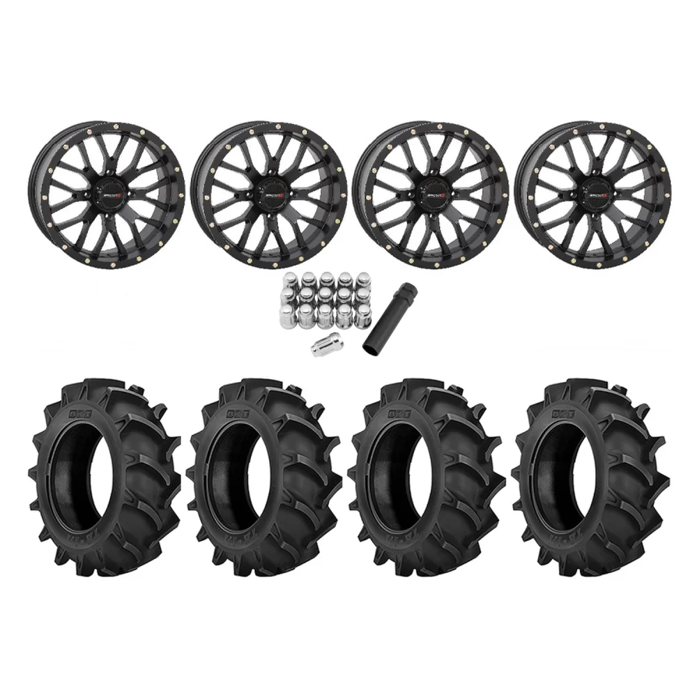 BKT TR 171 37x9.5-20 Tires on System 3 Offroad ST-3 Matte Black Wheels, complete kit