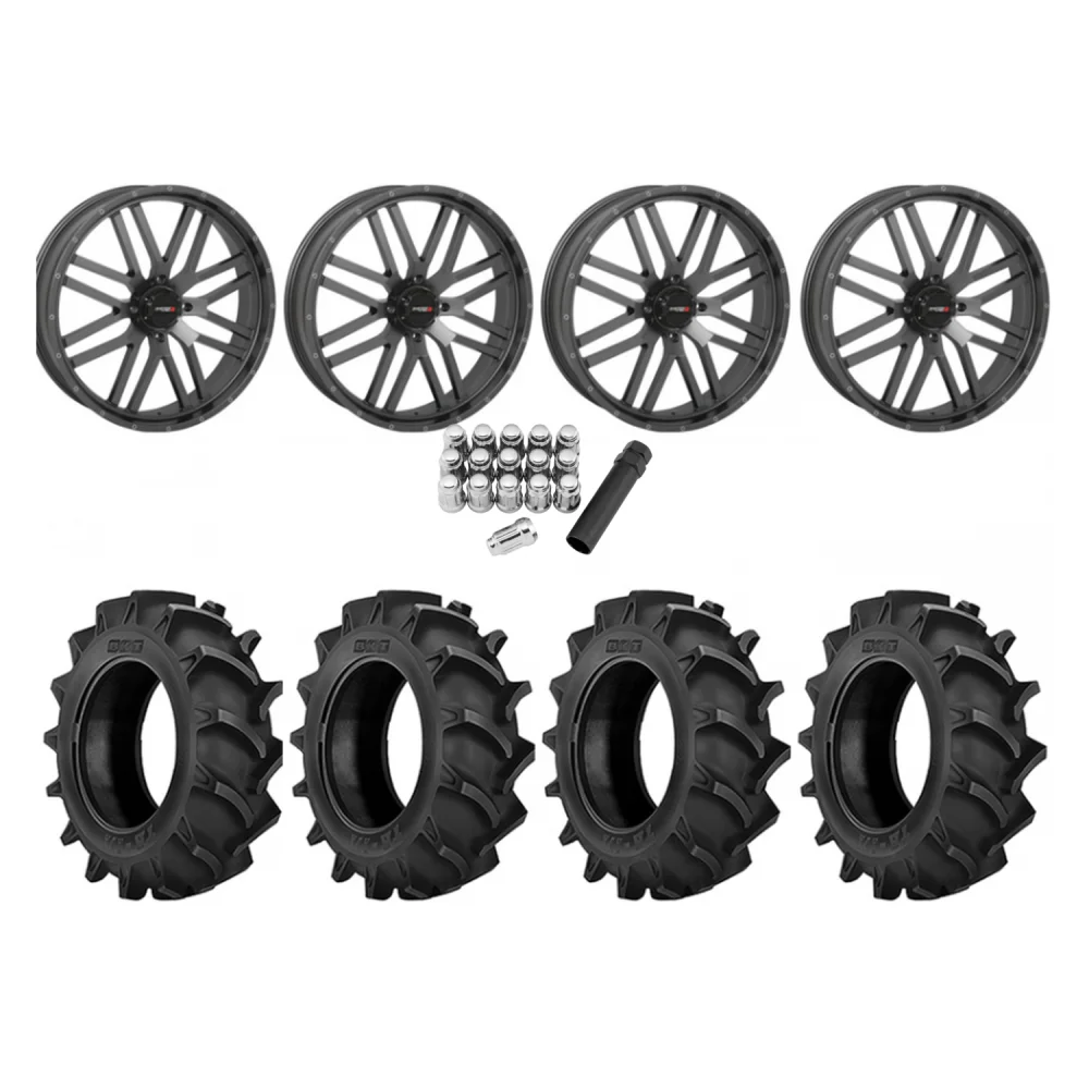BKT TR 171 37x8.3-22 Tires on ST-3 Grey Wheels, complete kit