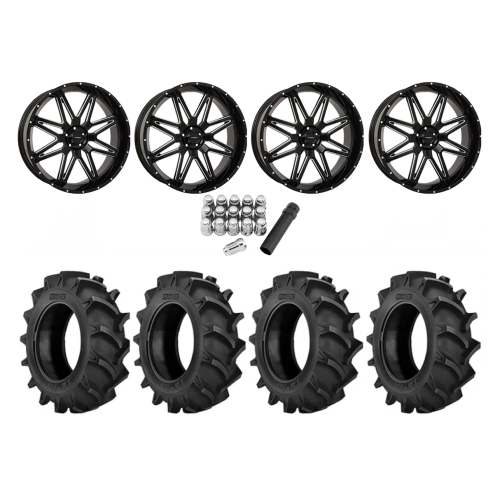 BKT TR 171 44x11.2-24 Tires on ST-7 Gloss Black Milled Black (24x9) Wheels