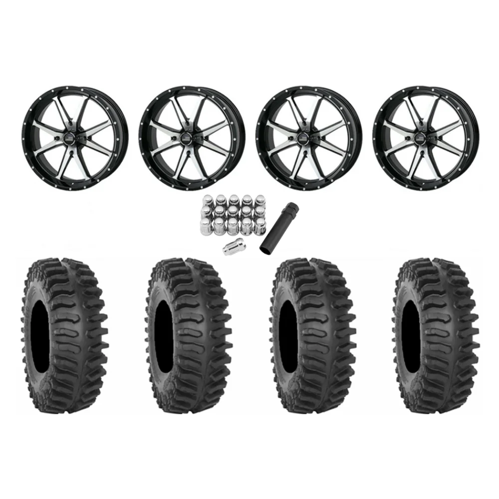 System 3 XT400 35x9.5-20 Tires on Frontline 556 Machined Wheels, complete kit