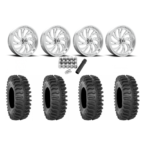 System 3 XT400 37x9.5-22 Tires on Fuel Kompressor Polished Wheels System 3 XT400 37x9.5-22 Tires on Fuel Kompressor Polished Wheels