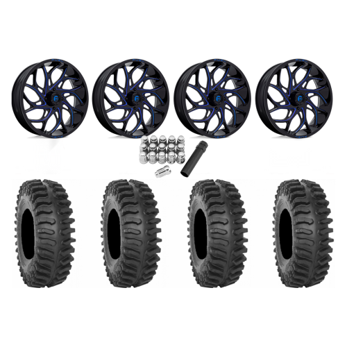 System 3 XT400 40x9.5-24 Tires on Fuel Runner Candy Blue Wheels