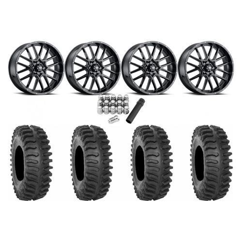 System 3 XT400 35x10-18 Tires on ITP Hurricane Gloss Black Wheels