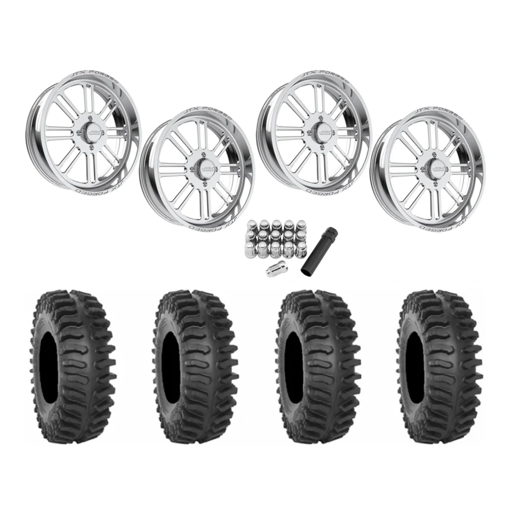 System 3 XT400 37x9.5-22 Tires on JTX Forged Bayonet Polished Wheels, complete kit
