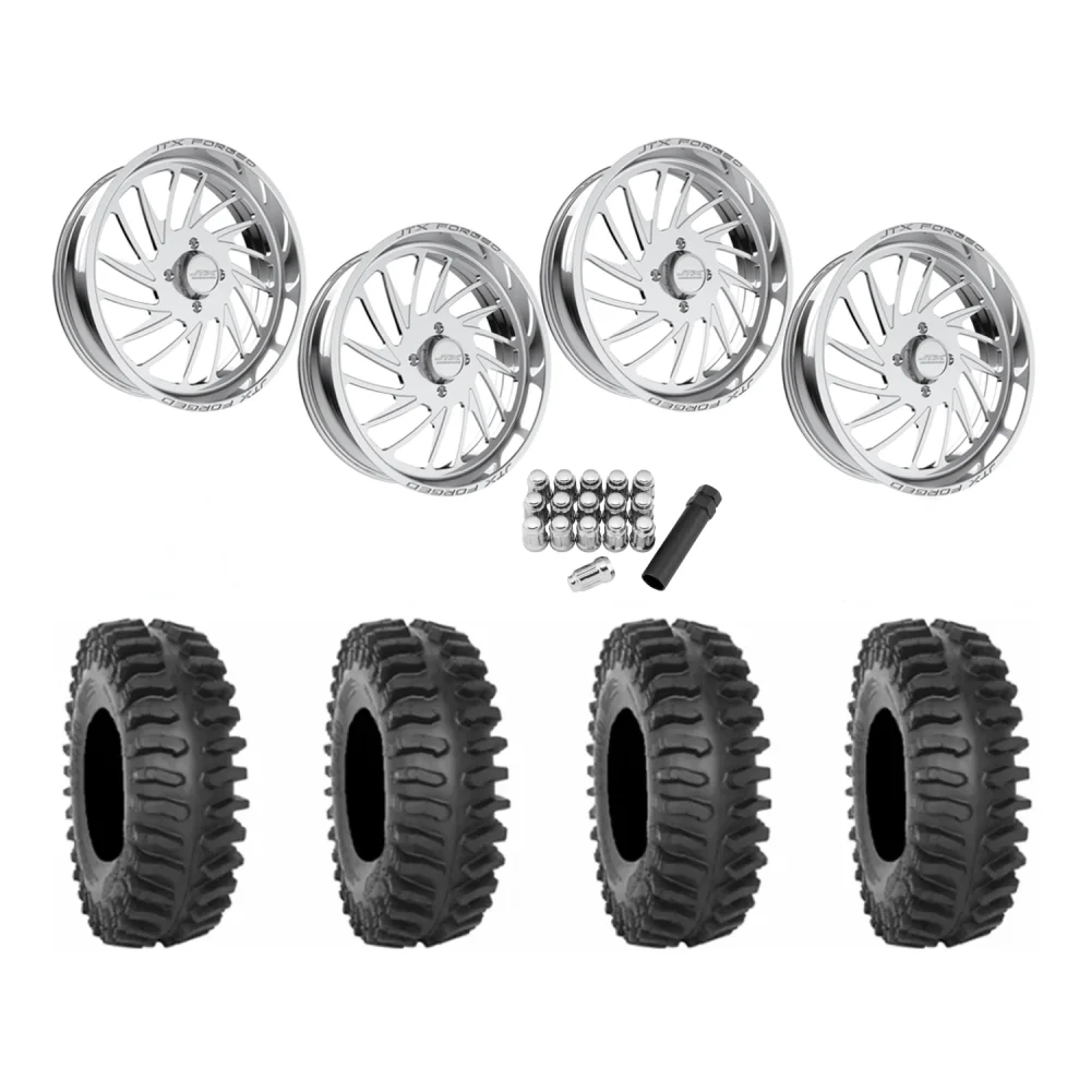System 3 XT400 37x9.5-22 Tires on JTX Forged Centerfire Polished Wheels, complete kit