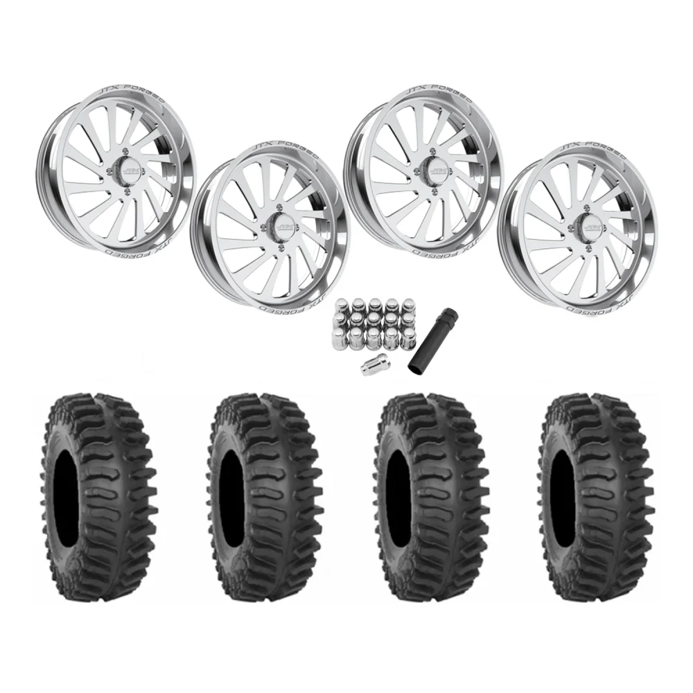 System 3 XT400 37x9.5-22 Tires on JTX Forged Cycle Polished Wheels, complete kit