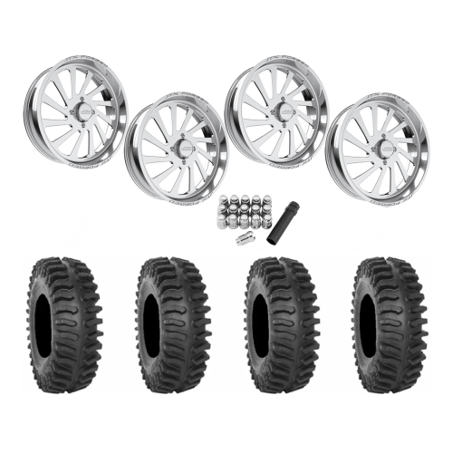 System 3 XT400 37x9.5-22 Tires on JTX Forged Cycle Polished Wheels