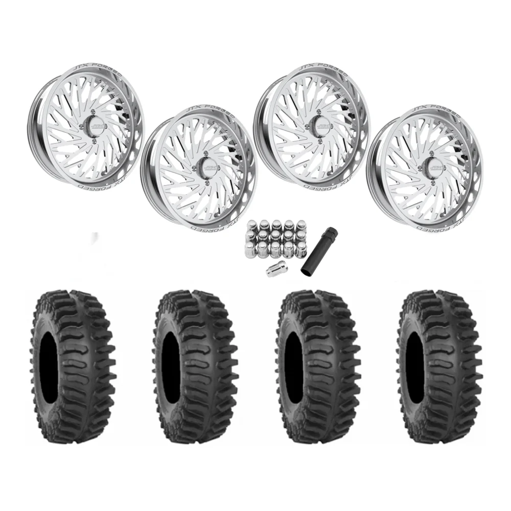 System 3 XT400 37x9.5-22 Tires on JTX Forged Empire Polished Wheels, complete kit