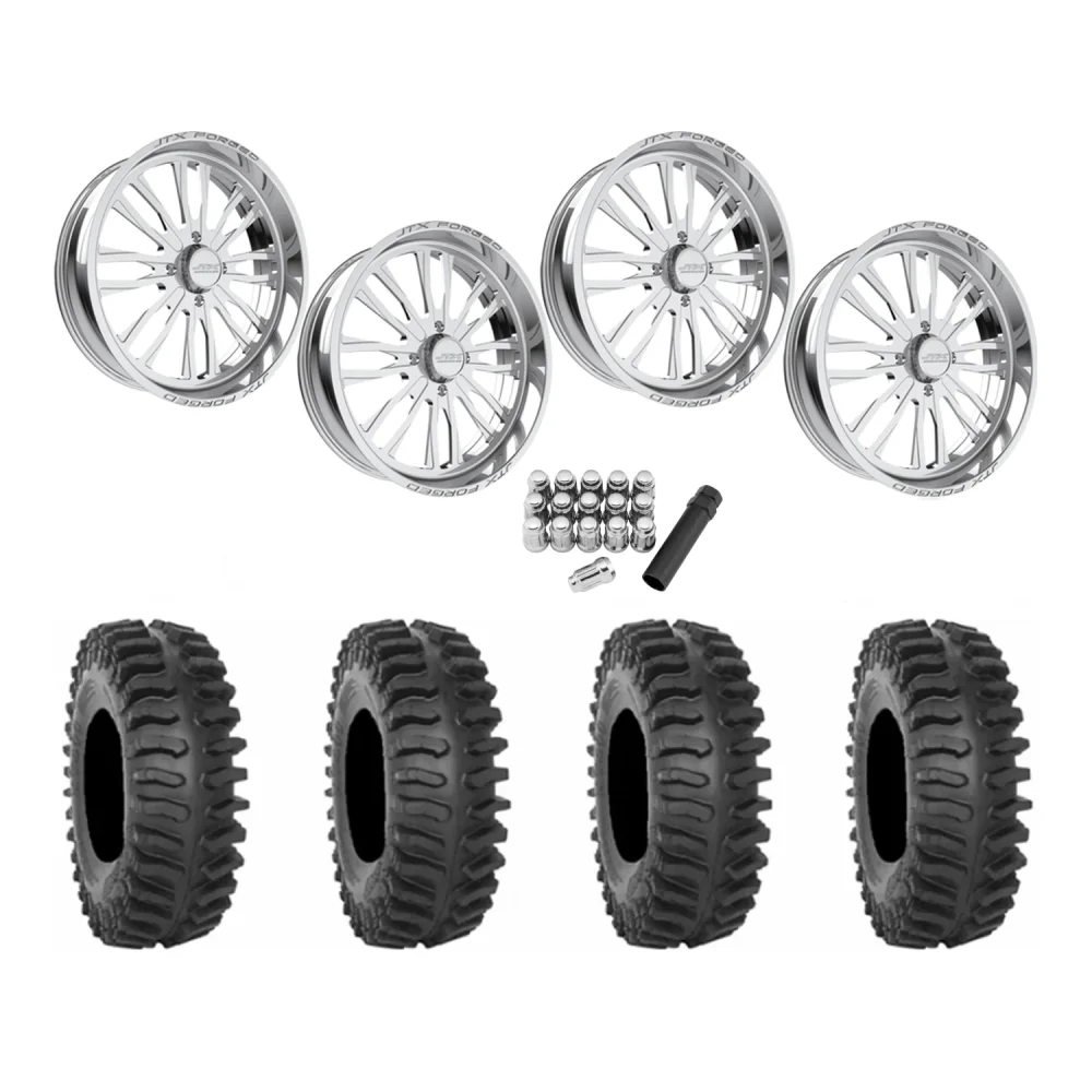 System 3 XT400 37x9.5-22 Tires on JTX Forged Enclave Polished Wheels, complete kit