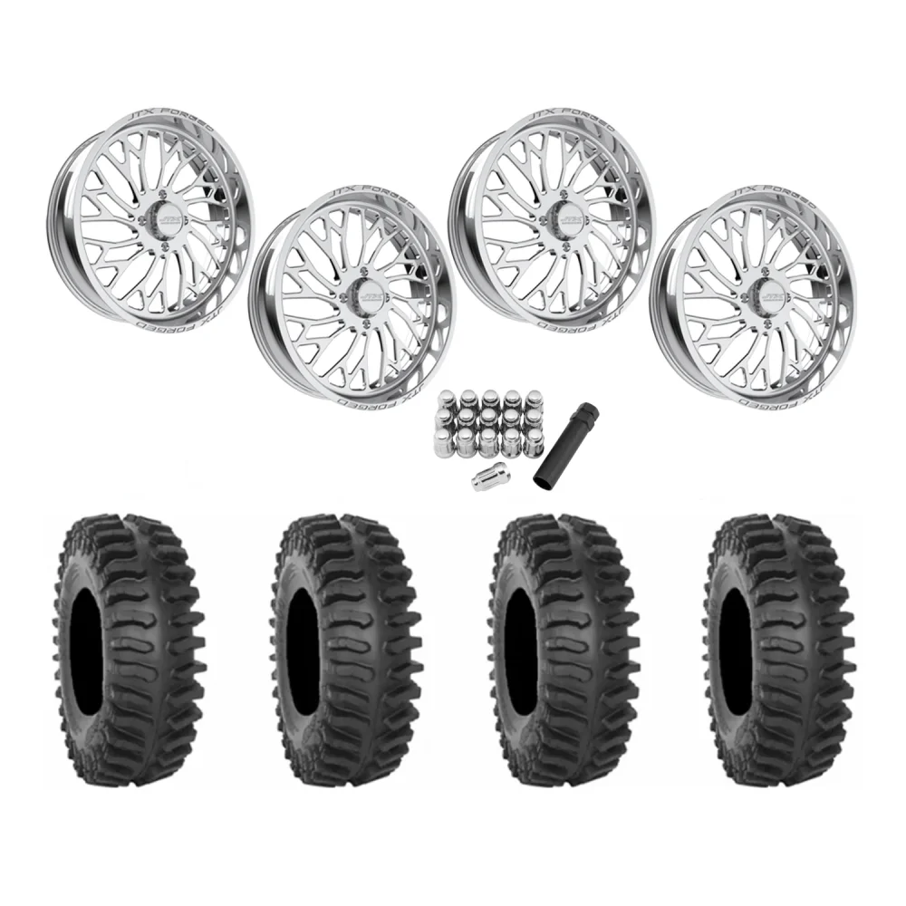 System 3 XT400 37x9.5-22 Tires on JTX Forged Lotus Polished Wheels, complete kit