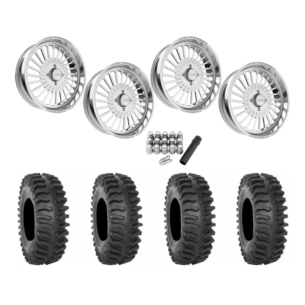 System 3 XT400 37x9.5-22 Tires on JTX Forged Reaper Polished Wheels, complete kit