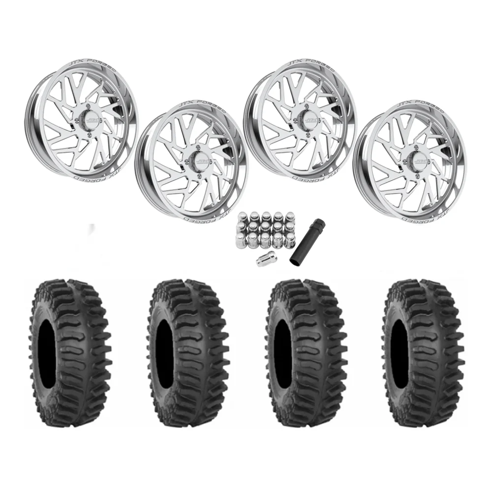 System 3 XT400 37x9.5-22 Tires on JTX Forged Ruckus Polished Wheels, complete kit