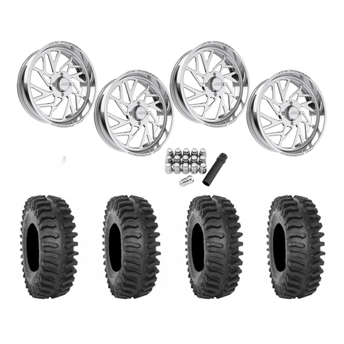 System 3 XT400 40x9.5-24 Tires on JTX Forged Ruckus Polished Wheels System 3 XT400 40x9.5-24 Tires on JTX Forged Ruckus Polished Wheels