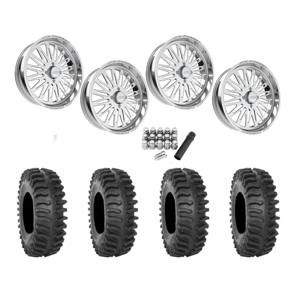 System 3 XT400 37x9.5-22 Tires on JTX Forged Schizo Polished Wheels, complete kit