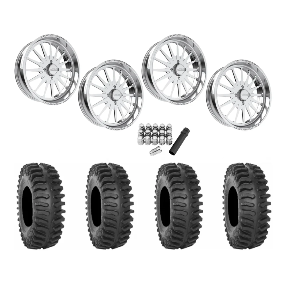 System 3 XT400 40x9.5-24 Tires on JTX Forged Silencer Polished Wheels, complete kit