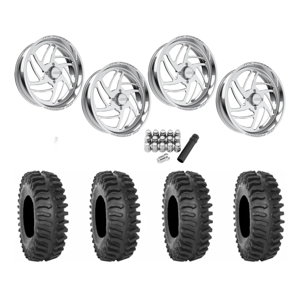 System 3 XT400 40x9.5-24 Tires on JTX Forged Turbo Polished Wheels, complete kit