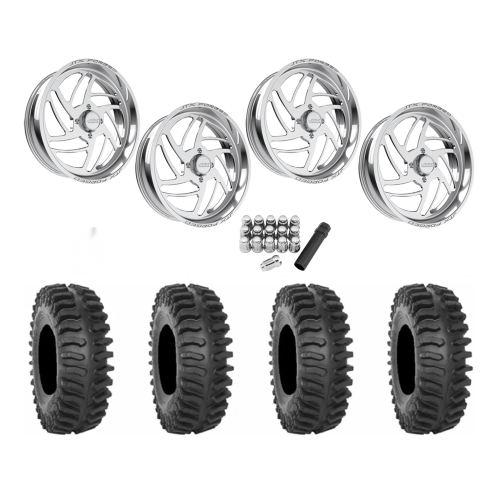 System 3 XT400 37x9.5-22 Tires on JTX Forged Turbo Polished Wheels System 3 XT400 37x9.5-22 Tires on JTX Forged Turbo Polished Wheels