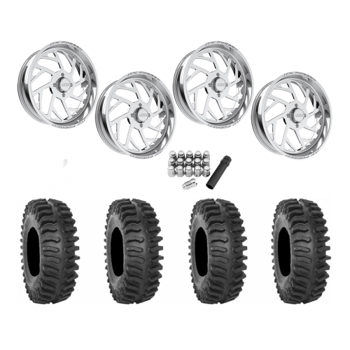 System 3 XT400 40x9.5-24 Tires on JTX Forged Wicked Polished Wheels System 3 XT400 40x9.5-24 Tires on JTX Forged Wicked Polished Wheels