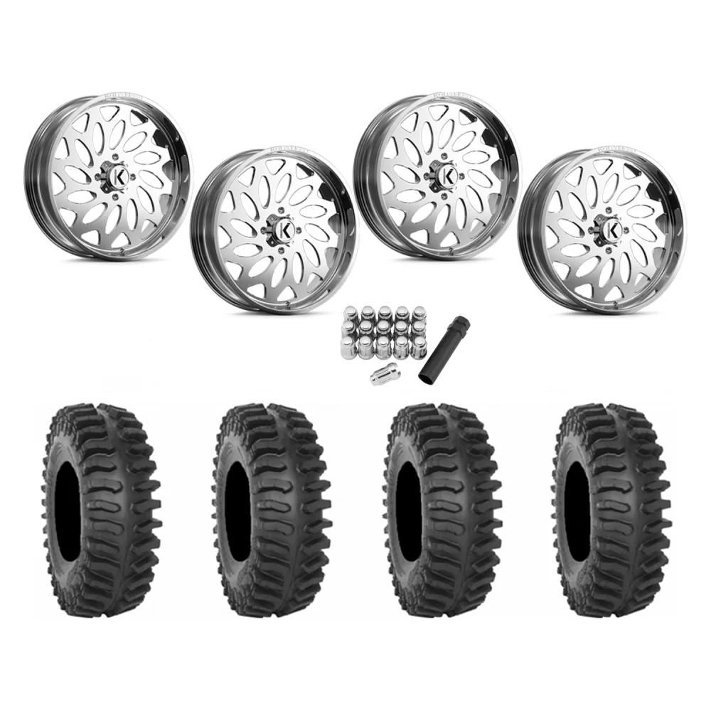System 3 XT400 37x9.5-22 Tires on KG1 Forged KU007 Lotus Polished Wheels, complete kit