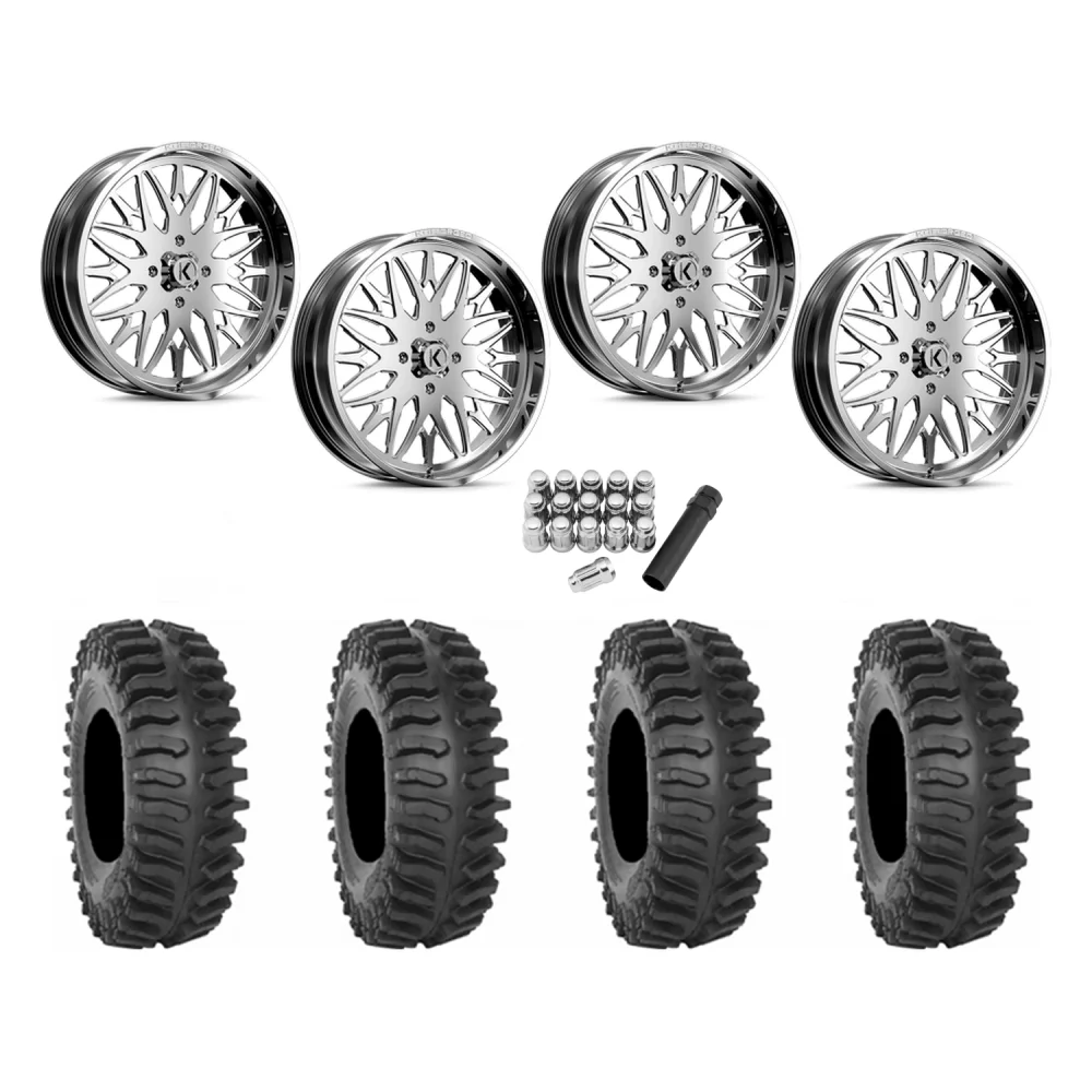 System 3 XT400 37x9.5-22 Tires on KG1 Forged KU014 Trident Polished Wheels, complete kit