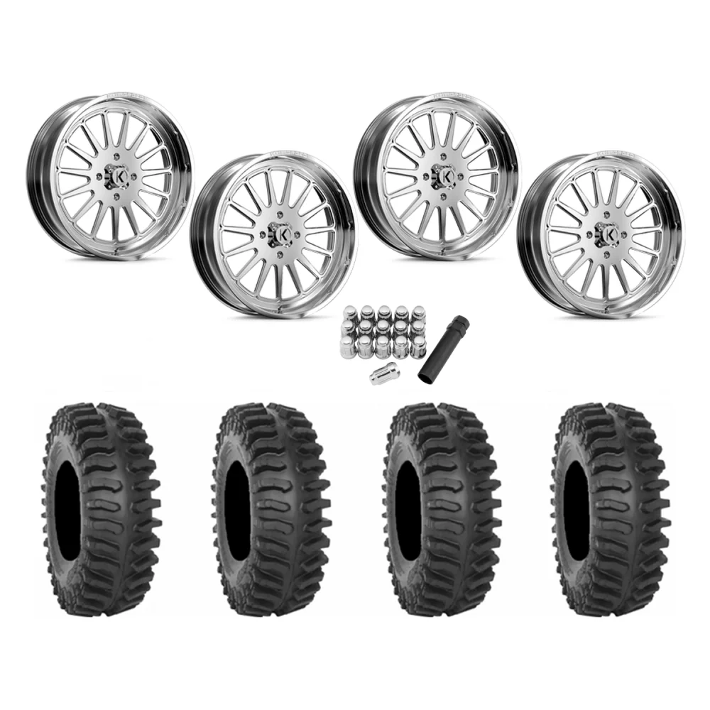 System 3 XT400 40x9.5-24 Tires on KG1 Forged KU016 Rays Polished Wheels, complete kit