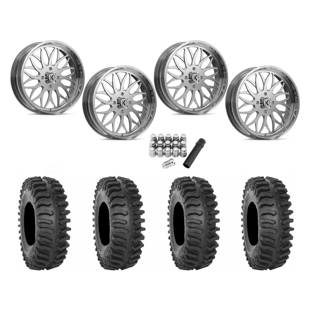 System 3 XT400 37x9.5-22 Tires on KG1 Forged KU022 Galactic Polished Wheels, complete kit
