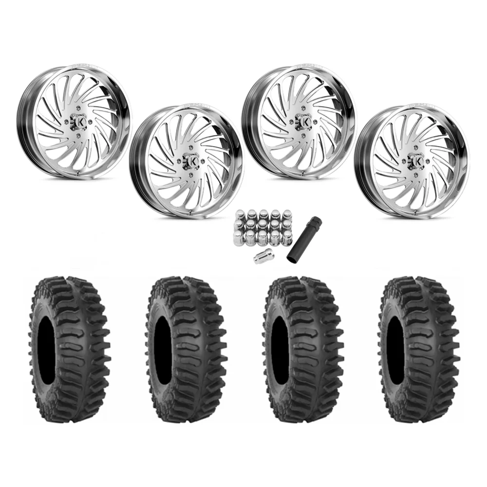 System 3 XT400 40x9.5-24 Tires on KG1 Forged KU023 Bender Polished Wheels, complete kit