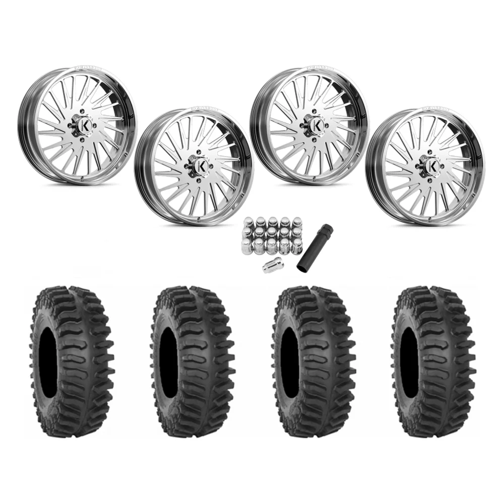 System 3 XT400 40x9.5-24 Tires on KG1 Forged KU038 Javelin Polished Wheels, complete kit