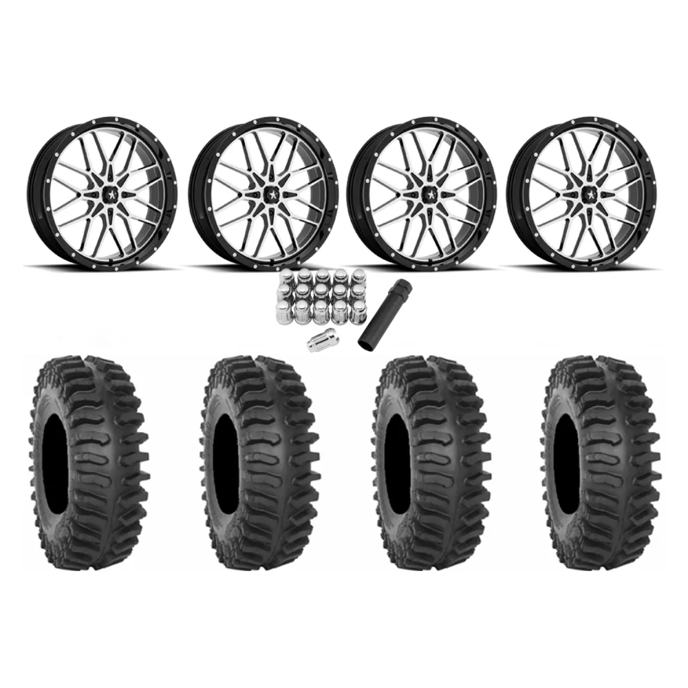 System 3 XT400 33x9.5-20 Tires on MSA M45 Portal Machined Wheels, complete kit
