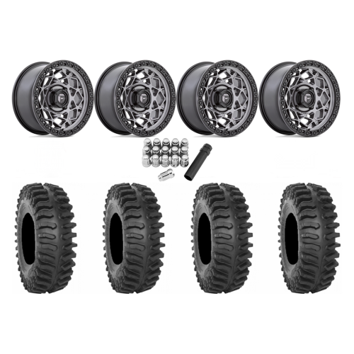 System 3 XT400 30x10-15 Tires on Fuel Unit Matte Anthracite Wheels