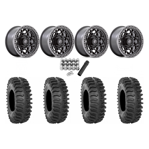 System 3 XT400 30x10-15 Tires on Fuel Unit Matte Black Wheels