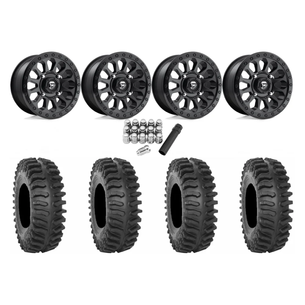 System 3 XT400 32x10-15 Tires on Fuel Vector Matte Black Wheels, complete kit