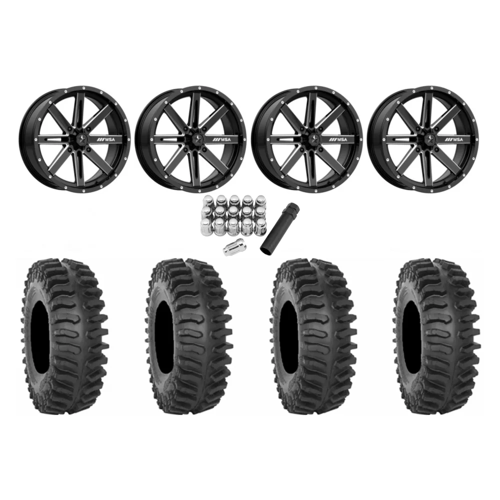 System 3 XT400 32x10-15 Tires on MSA M41 Boxer Wheels, complete kit