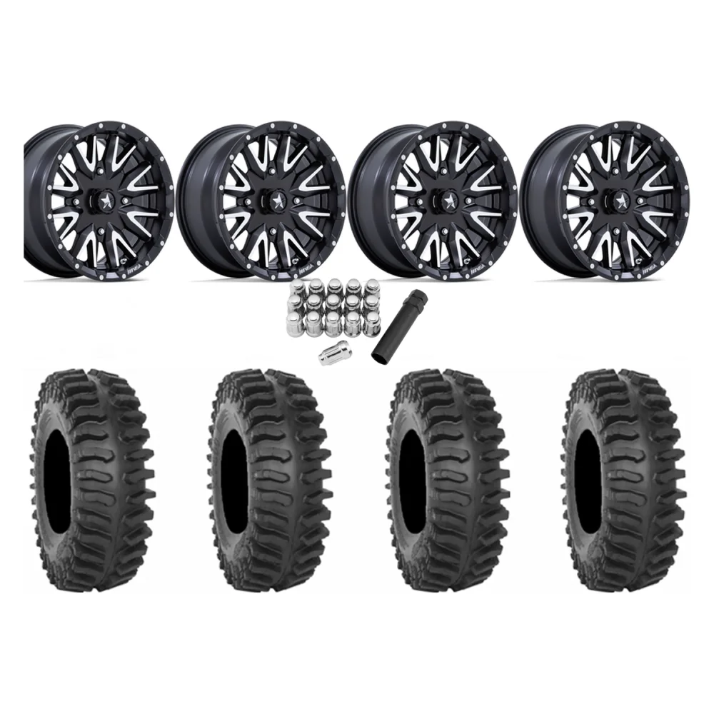 System 3 XT400 30x10-15 Tires on MSA M49 Creed Matte Black & Machined Wheels, complete kit