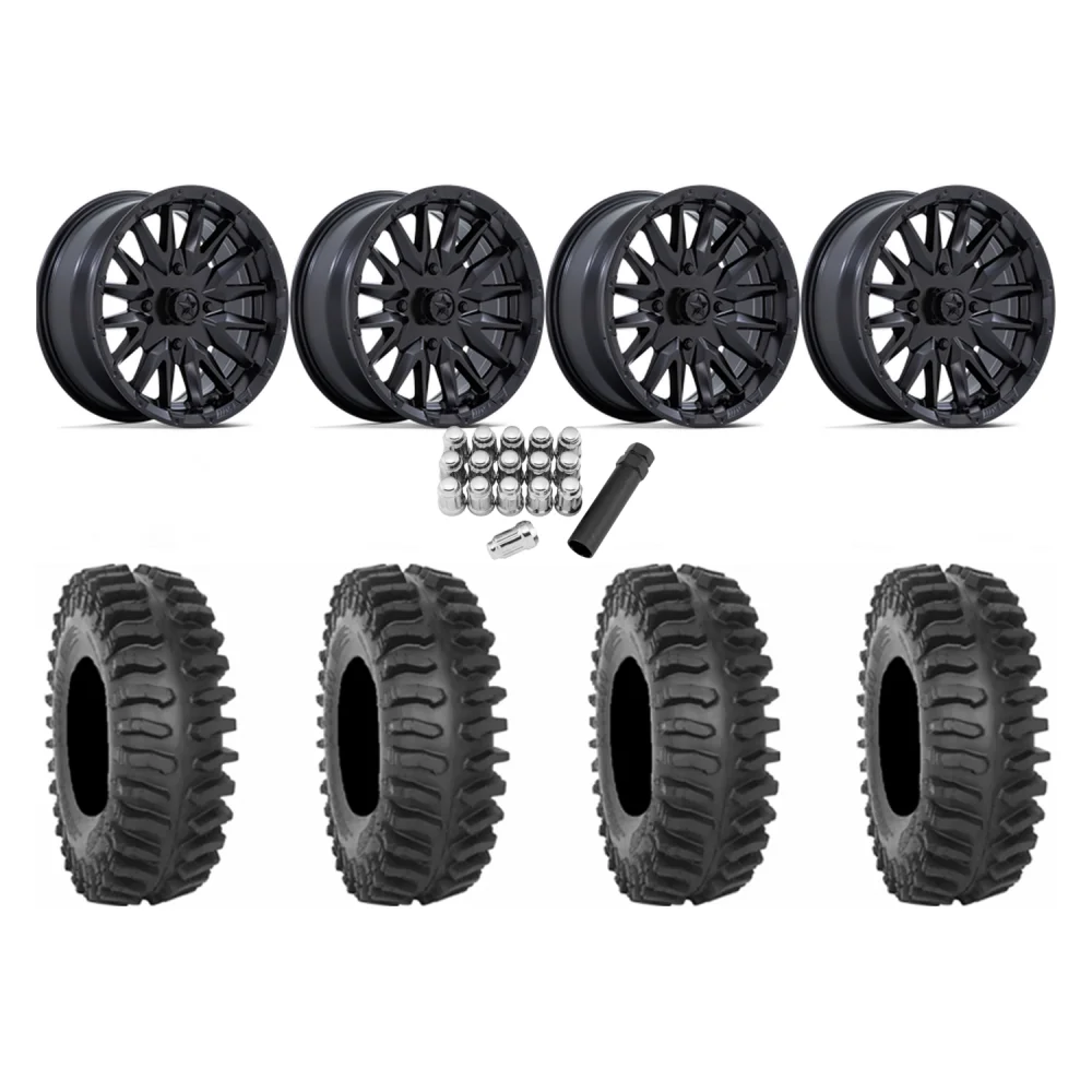 System 3 XT400 30x10-15 Tires on MSA M49 Creed Matte Black Wheels, complete kit