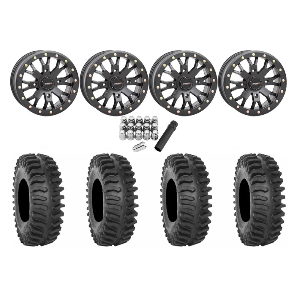 System 3 XT400 32x10-14 Tires on SB-4 Matte Black Beadlock Wheels, complete kit
