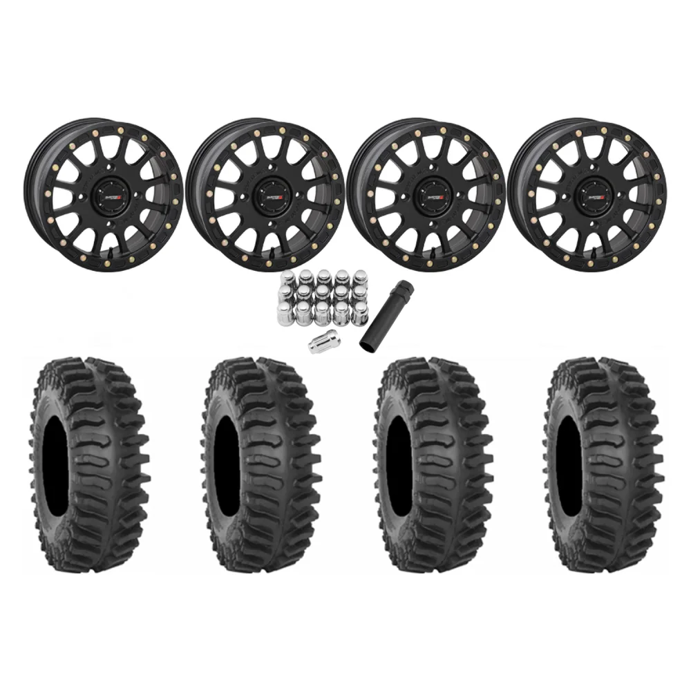 System 3 XT400 32x10-15 Tires on SB-5 Matte Black Beadlock Wheels, complete kit