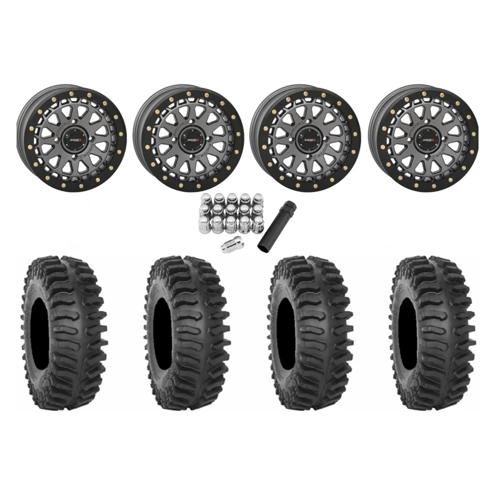System 3 XT400 30x10-15 Tires on SB-6 Gunmetal Beadlock Wheels, complete kit