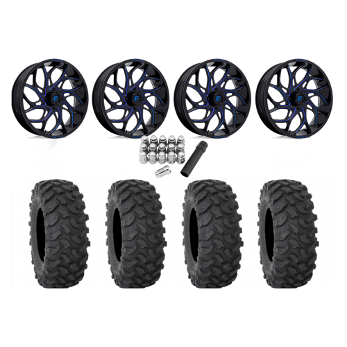 System 3 XTR370 35x10-18 Tires on Fuel Runner Candy Blue Wheels