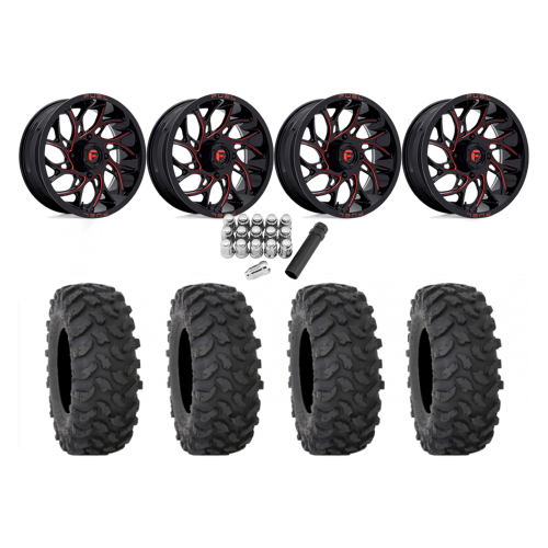 System 3 XTR370 37x10-22 Tires on Fuel Runner Candy Red Wheels