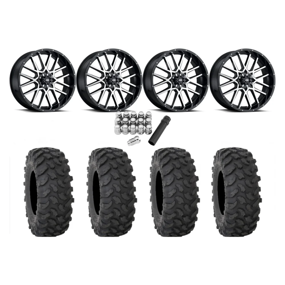 System 3 XTR370 35x10-20 Tires on ITP Hurricane Machined Wheels, complete kit