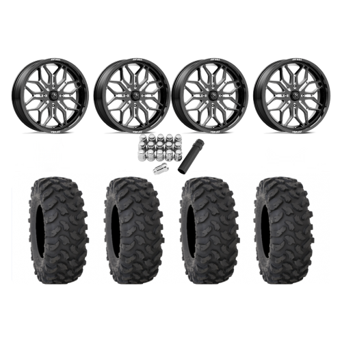 System 3 XTR370 35x10-20 Tires on MSA M47 Sniper Gloss Black Milled Wheels