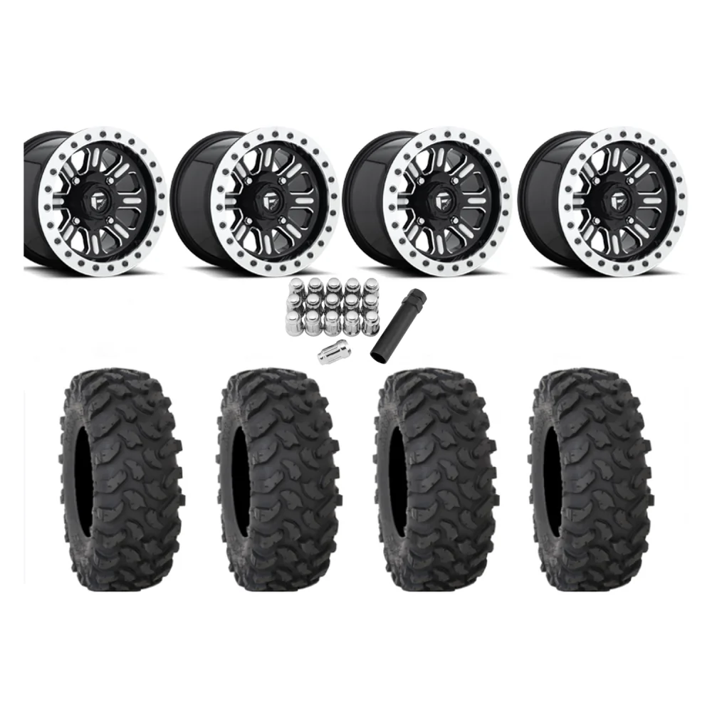 System 3 XTR370 37x10-15 Tires on Fuel Hardline Gloss Black Milled Beadlock Wheels, complete kit