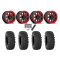 System 3 XTR370 35x10-15 Tires on Fuel Hardline Gloss Black with Candy Red Beadlock Wheels