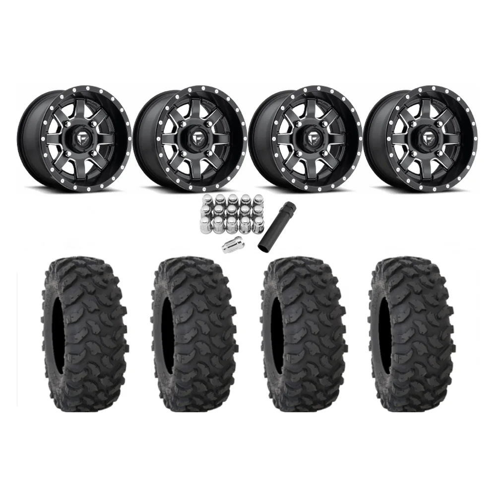System 3 XTR370 35x10-15 Tires on Fuel Maverick (15x10) Wheels, complete kit